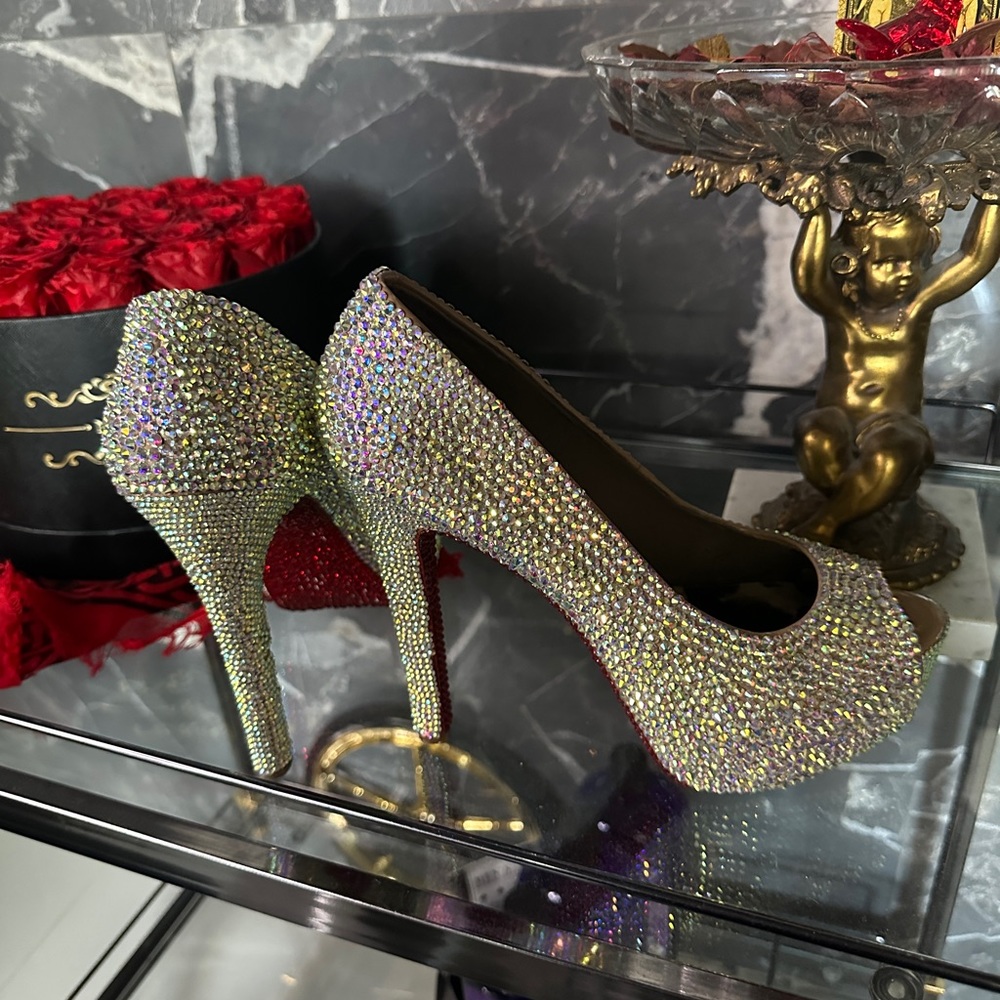 Custom made Red bottoms! Smothered in Gemstones!